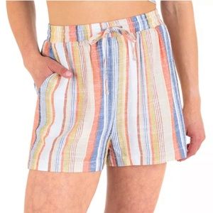 🆕 Hurley Charlie Striped High-Rise Linen Shorts • Size Medium